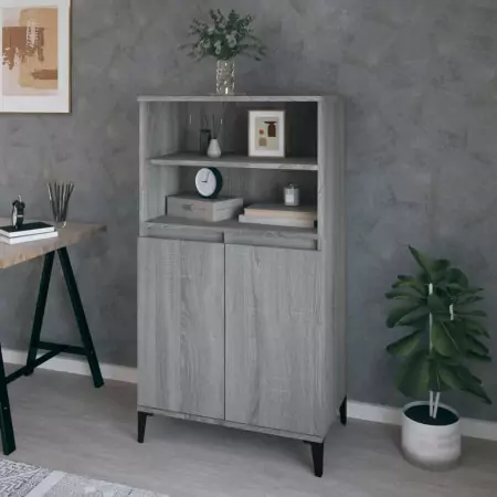 Credenza Grigio Sonoma 60x36x110 cm in Legno Multistrato