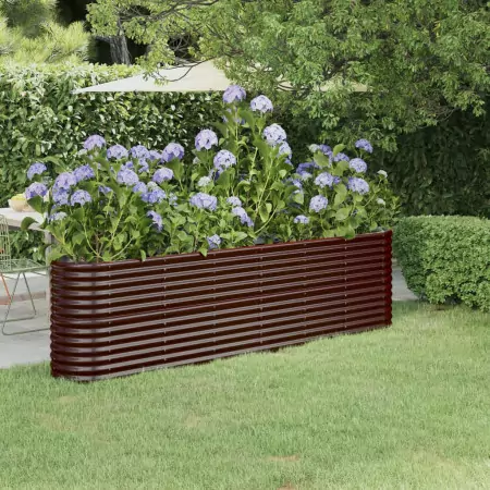 Vaso Giardino Acciaio Verniciato a Polvere 260x40x68 cm Marrone