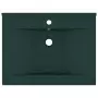 Lavabo con Foro Rubinetto Verde Scuro Opaco 60x46cm in Ceramica