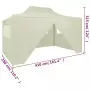 Gazebo Professionale Pieghevole con 4 Pareti 3x4m Acciaio Crema