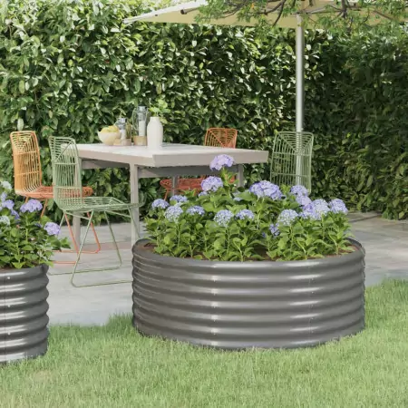 Vaso Giardino Acciaio Verniciato a Polvere 100x100x36 cm Grigio