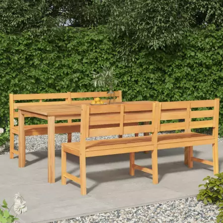 Set da Pranzo per Giardino 3 pz in Legno Massello di Teak