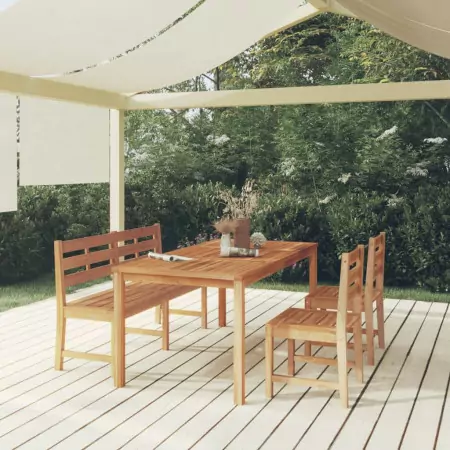 Set da Pranzo per Giardino 4 pz in Legno Massello di Teak