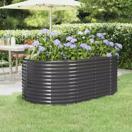 Vaso Giardino Acciaio Verniciato Polvere 175x100x68cm Antracite