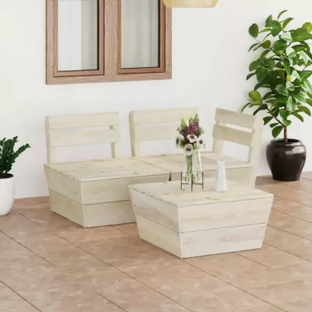 Set Divani da Giardino su Pallet 3 pz in Legno Abete Impregnato