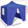 Tenda Pieghevole Blu 3 x 3 m con 4 Pareti