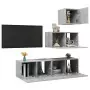 Set Porta TV 4 pz Grigio Cemento in Truciolato