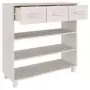 Tavolo Consolle Bianco 90x35x90 cm Legno Massello di Pino