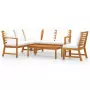 Set Divani da Giardino 5 pz con Cuscini Crema in Legno Acacia