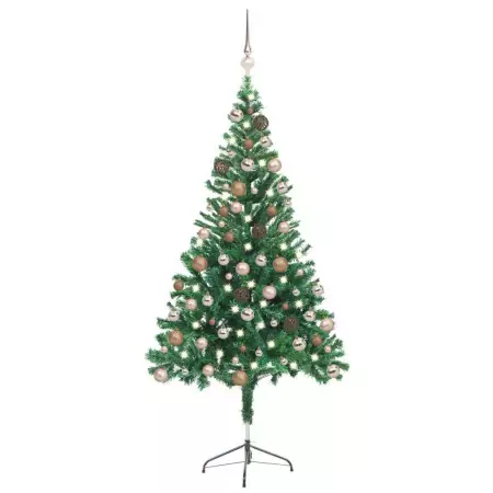 Set Albero Natale Artificiale con LED e Palline 150 cm 380 Rami