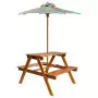 Tavolo Picnic per Bambini con Ombrellone 79x90x60cm in Acacia