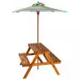 Tavolo Picnic per Bambini con Ombrellone 79x90x60cm in Acacia