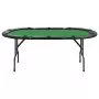 Tavolo da Poker Pieghevole 10 Giocatori Verde 206x106x75 cm