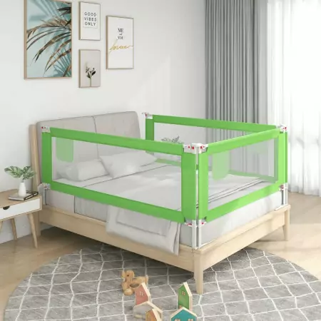 Sponda Letto di Sicurezza per Bambini Verde 100x25 cm Tessuto