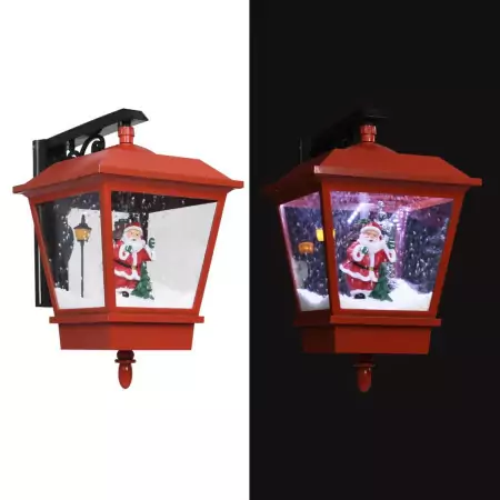 Lampada Natalizia da Parete LED e Babbo Natale Rossa 40x27x45cm