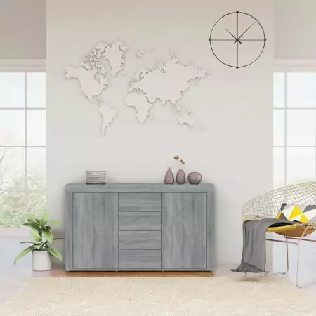 Credenza Grigio Sonoma 120x36x69 cm in Legno Multistrato