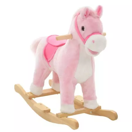 Cavallo a Dondolo Peluche 65x32x58 cm Rosa