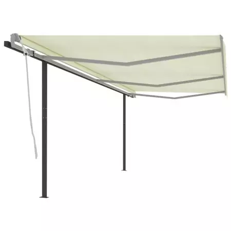 Tenda da Sole Retrattile Manuale con Pali 6x3 m Crema