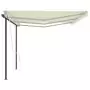 Tenda da Sole Retrattile Manuale con Pali 6x3 m Crema