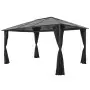 Gazebo con Tende in Alluminio 4x3x2,6 m Nero