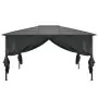 Gazebo con Tende in Alluminio 4x3x2,6 m Nero