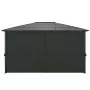 Gazebo con Tende in Alluminio 4x3x2,6 m Nero