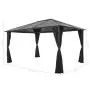 Gazebo con Tende in Alluminio 4x3x2,6 m Nero