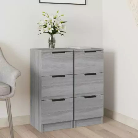 Credenze 2 pz Grigio Sonoma 30x30x70 cm in Legno Multistrato