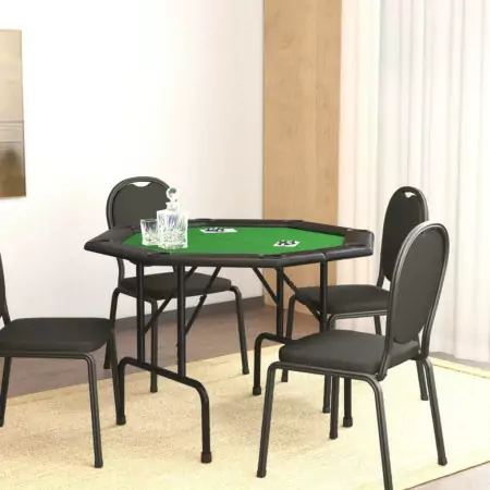 Tavolo da Poker Pieghevole 8 Giocatori Verde 108x108x75 cm