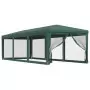 Tenda per Feste con 8 Pareti Laterali in Rete Verde 3x9 m HDPE