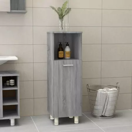 Armadietto Bagno Grigio Sonoma 30x30x95 cm in Legno Multistrato