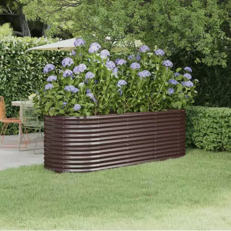 Vaso Giardino Acciaio Verniciato a Polvere 224x80x68 cm Marrone