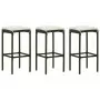 Set da Bar da Giardino 4 pz con Cuscini in Polyrattan Marrone