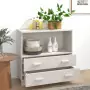 Credenza Bianca 85x35x80 cm in Legno Massello di Pino