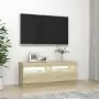 Mobile Porta TV con Luci LED Rovere Sonoma 100x35x40 cm