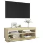 Mobile Porta TV con Luci LED Rovere Sonoma 100x35x40 cm