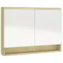 Armadietto a Specchio per Bagno 80x15x60 cm MDF Bianco e Rovere