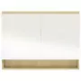 Armadietto a Specchio per Bagno 80x15x60 cm MDF Bianco e Rovere