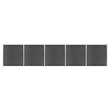 Set Pannelli di Recinzione in WPC 872x186 cm Nero