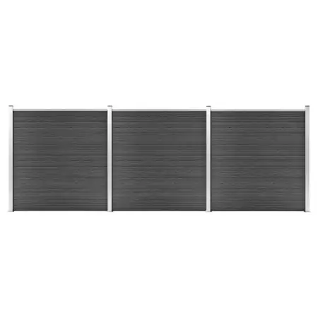 Set Pannelli di Recinzione in WPC 526x186 cm Nero