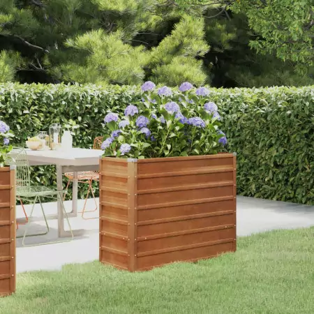 Fioriera da Giardino Grigia 100x40x77 cm Acciaio Corten