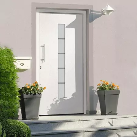 Porta d'Ingresso in Alluminio e PVC Bianco 100x210 cm