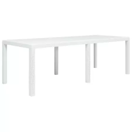 Tavolo da Giardino Bianco 220x90x72 cm in Plastica Stile Rattan