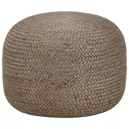 Pouf Lavorato a Mano Grigio Chiaro 45x30 cm in Juta