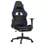 Sedia da Gaming con Poggiapiedi Nero e Blu in Similpelle