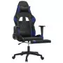 Sedia da Gaming con Poggiapiedi Nero e Blu in Similpelle