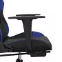 Sedia da Gaming con Poggiapiedi Nero e Blu in Similpelle