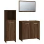 Set Mobili da Bagno 3 pz Rovere Marrone in Legno Multistrato