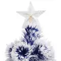 Albero Natale Artificiale LED Bianco e Blu 120 cm Fibra Ottica