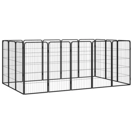 Box Cani 16 Pannelli Nero 50x100 cm Acciaio Verniciato Polvere